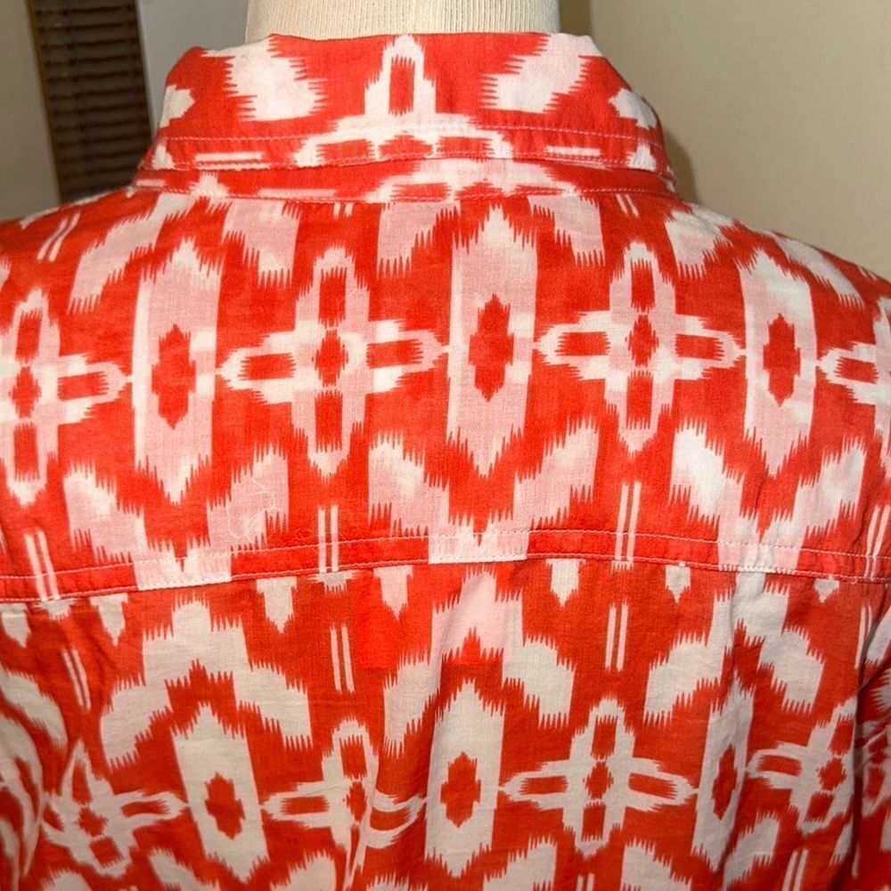 Chico’s Orange/White Patterned Button-Up Shirt Si… - image 8